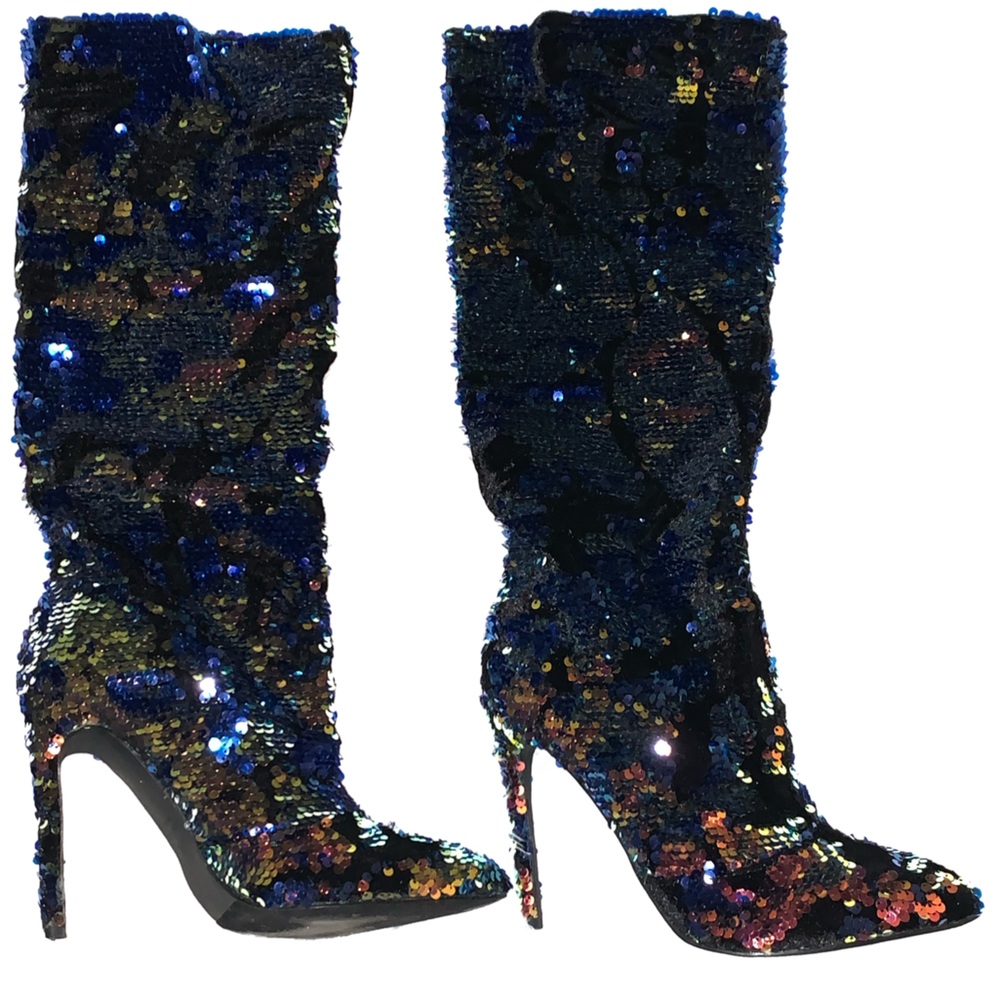 Multi-colored sequin boots. They are super sharpe and super comfortable!